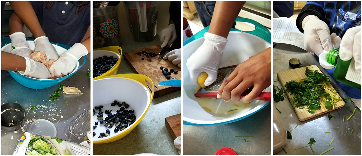 students cooking together