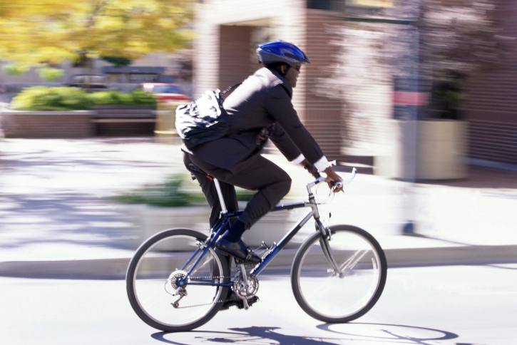 Man biking to work