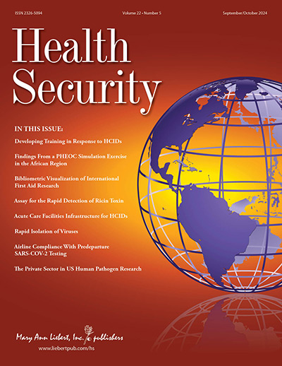 Health Security Journal, Volume 22, Issue 5 / September/October 2024