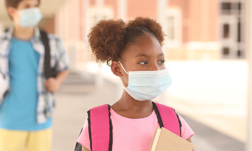 Child wearing mask