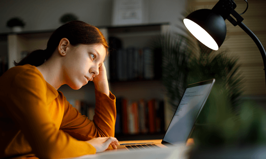 Teen at her desk 