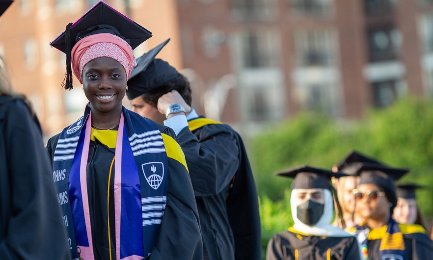 Bloomberg School student at 2022 Convocation ceremony