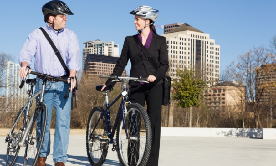 Commuters on bikes.