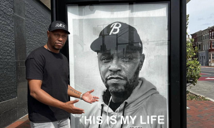 Jerel Wilson at a bus stop