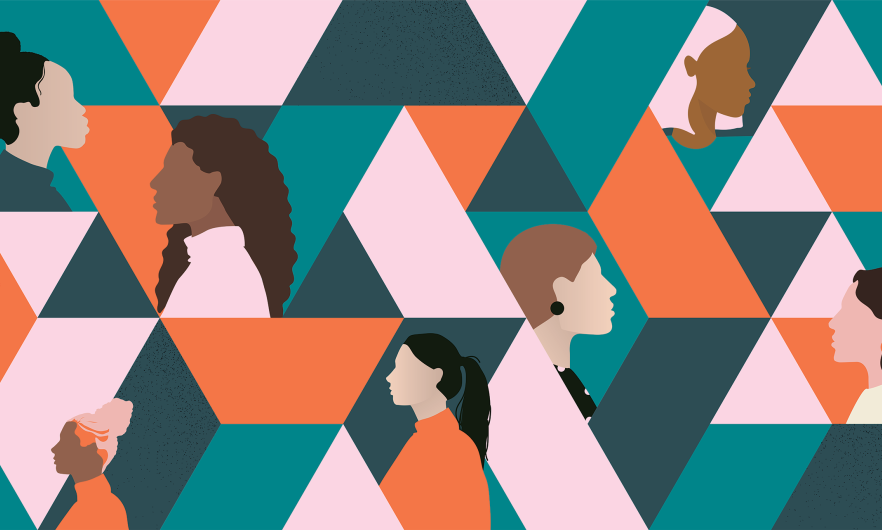 Abstract image of different women in side profile