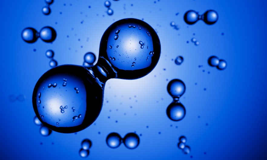EHE-hydrogen-molecule blue illustration of a hydrogen molecule