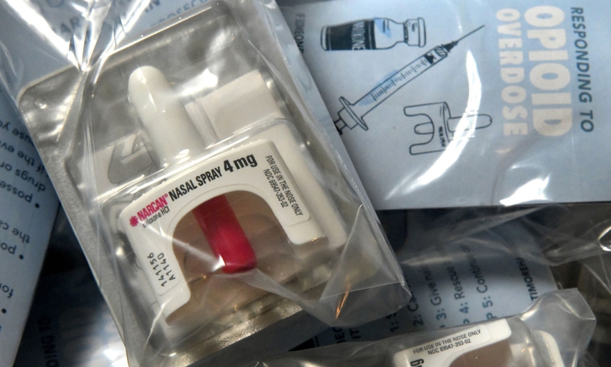 Naloxone, packaged with instructions, is one of the items given out by the Baltimore Harm Reduction Coalition outreach workers.