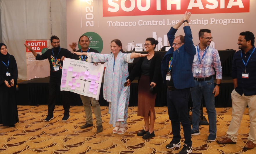 Group members of the South Asia Tobacco Control Leadership Program share their results from a stakeholder mapping breakout session.