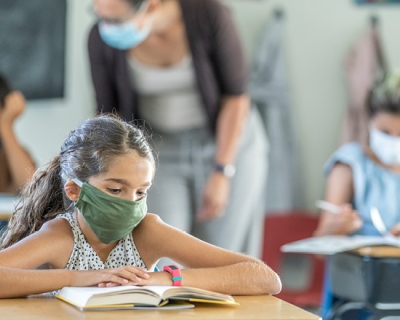 Children in schools with masks