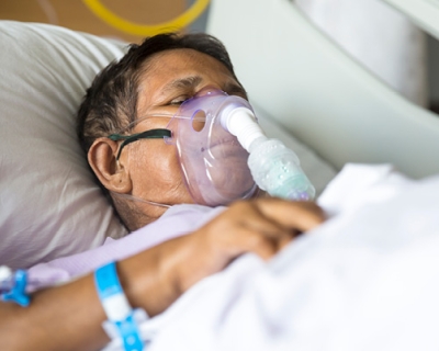 Patient using a ventilator