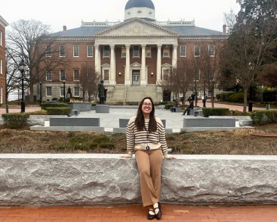 Alea Lopez stands in front of the Maryland State House in Annapolis 