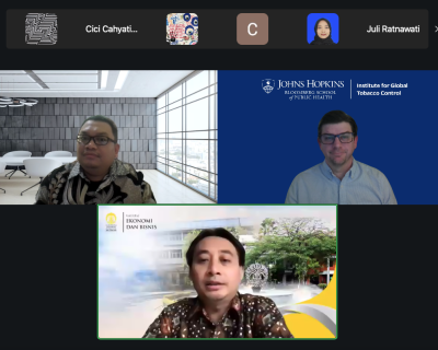 Three people on a Zoom call