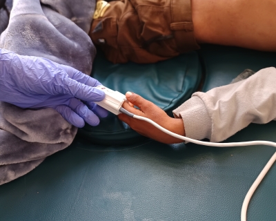 A nurse records vital signs for a measles patient in the Médecins Sans Frontières isolation ward. at Al-Wahda hospital, Dhamar, Yemen. May 27, 2025.