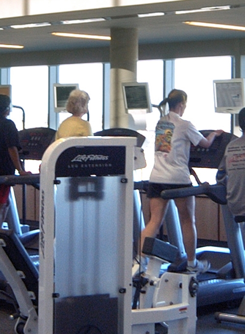 people exercising at the 9th floor fitness center