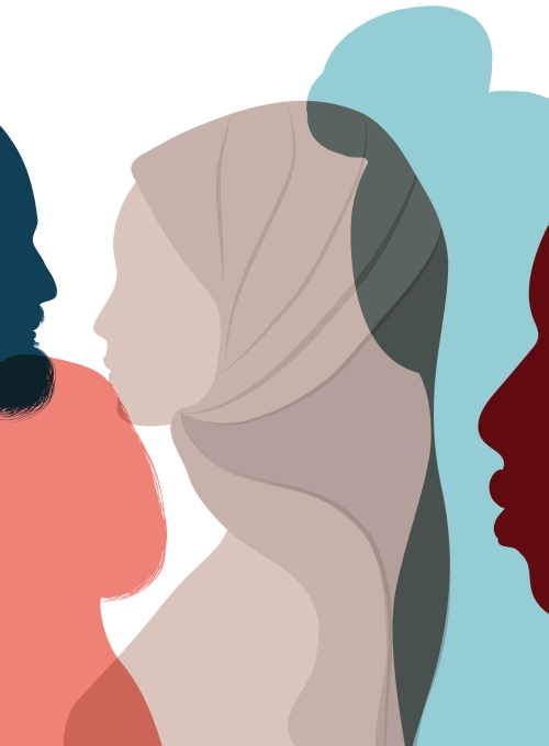 Silhouette of diverse people.