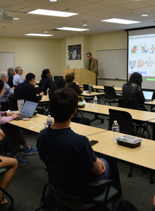 Brian Caffo speaks at Welch Center Grand Rounds in May 2023.