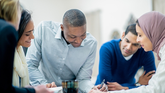 students collaborating