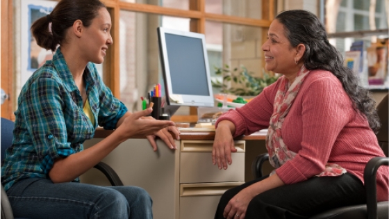 two women meeting