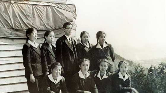 Dr. Kim's high school classmates and teacher in refugee camp in 1953 (Dr. Kim is not pictured)