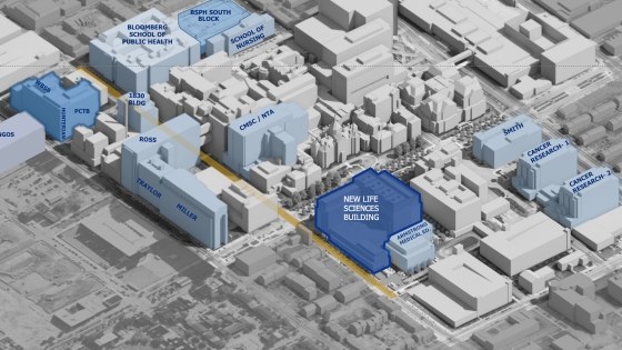 Map of the Life Sciences corridor