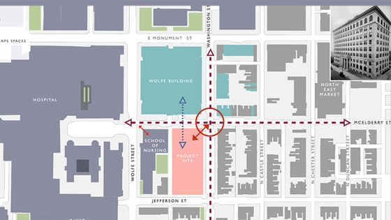 Map of proposed south building area