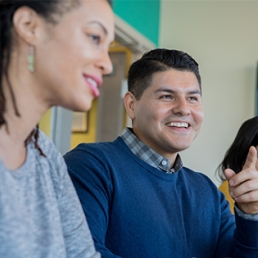 group of students talking