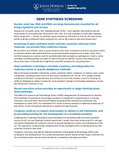 Fact Sheet: Gene Synthesis Screening