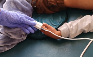 A nurse records vital signs for a measles patient in the Médecins Sans Frontières isolation ward. at Al-Wahda hospital, Dhamar, Yemen. May 27, 2025.
