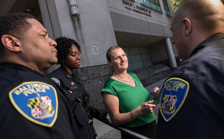 Faculty meeting with the police department.