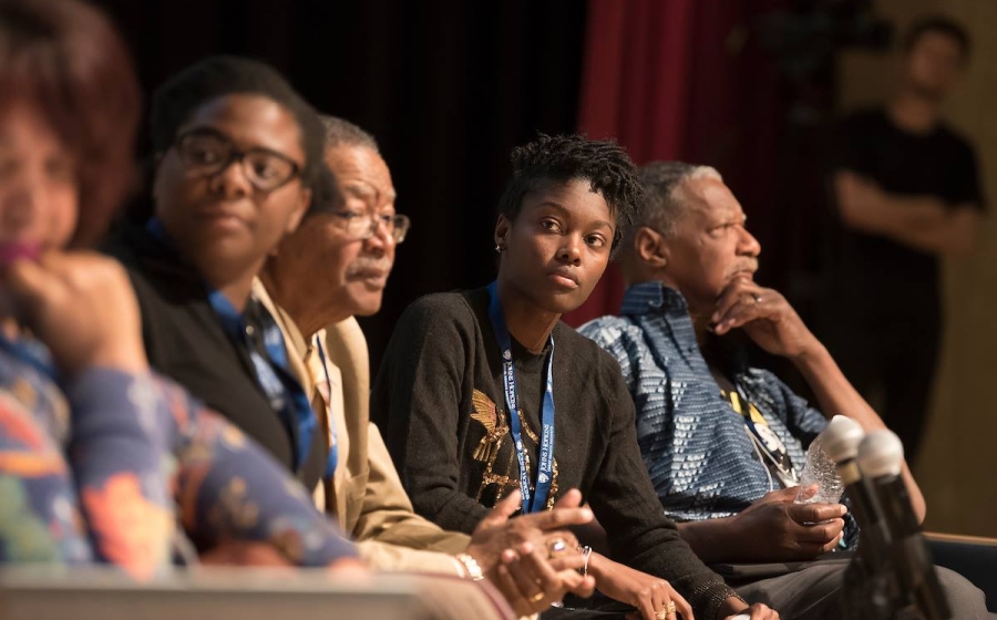 (L to R) Destiny Watford, Bishop Douglas Miles, Durre Smith, and Eddie Conway on the “Baltimore Political and Social Activism: 1968 and 2018” panel discussion.