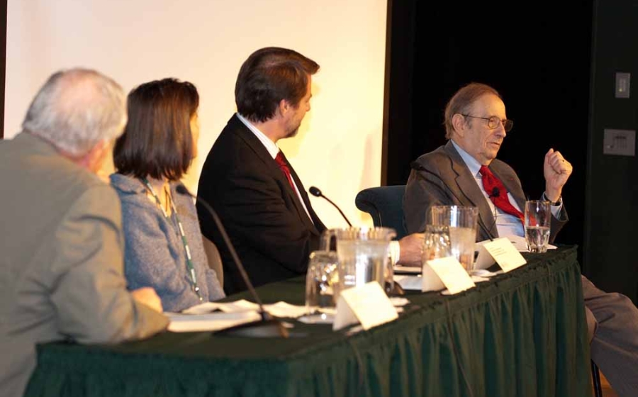 Photo of Dr. Plotkin responds to a question from the audience