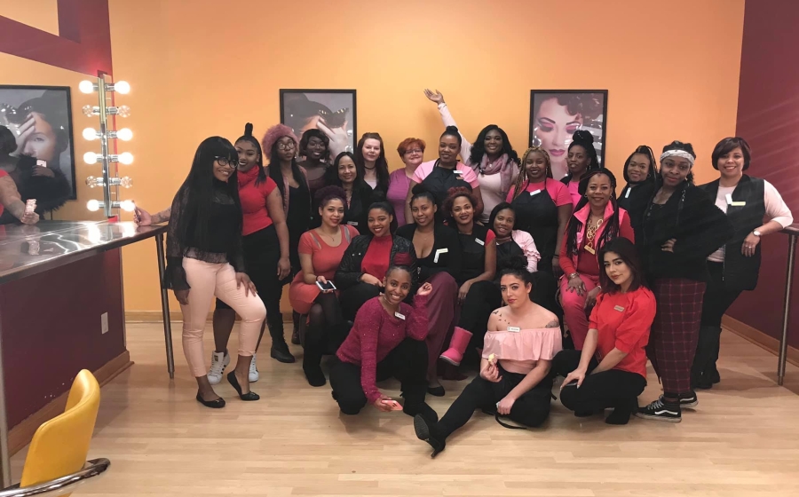 Donna Bruce with her students.