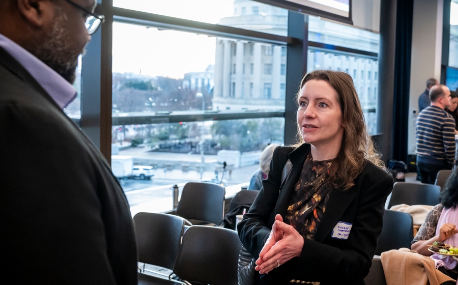 Event crowd socializing.