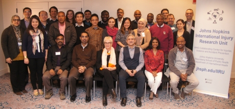 JH-IIRU leadership and faculty assemble with BIGRS collaborators at the Hotel Indigo for a key meeting on global road safety.