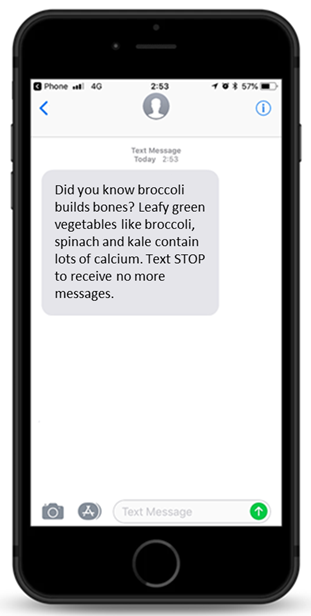 Text Message Campaign - Photo source: Pima County WIC, 2022