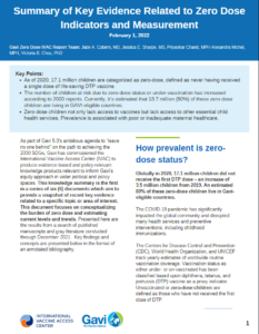 Thumbnail of knowledge summary of ZERO-DOSE INDICATORS AND MEASUREMENT