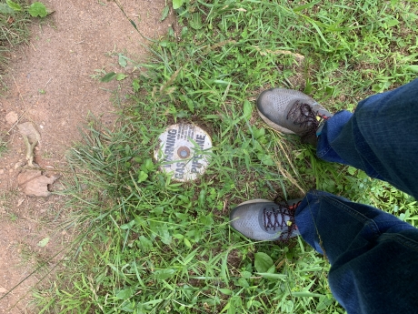 EHE-Robinson-methane image taken from above of two legs and feed near a gas pipeline cover