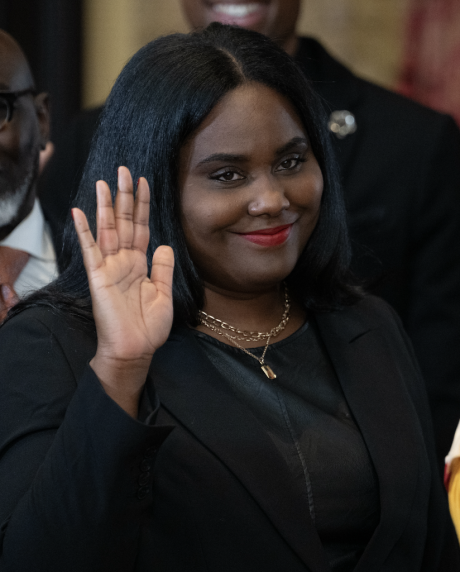 Agzja being sworn in.