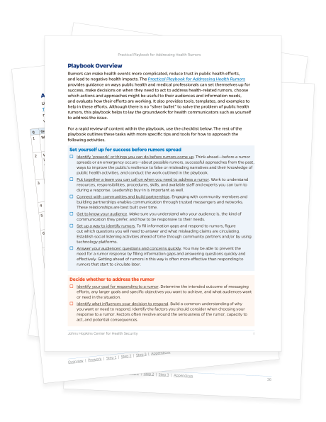 Practical Playbook for Addressing Health Rumors overview and supplemental tools 