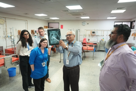 International Health visit to Bangladesh and icddr,b Tameed Ahmed leading a tour of icddr,b during the Department's visit this April.