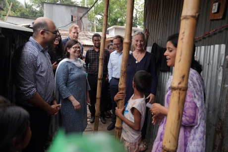 IH faculty visit to community served by icddr,b icddr,b staff and the IH faculty delegation visit the Mirpur field site in Bangladesh this April