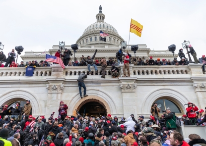 Photo of insurrectionists at the Capitol on January 6th