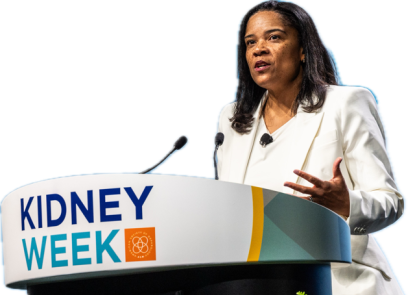 Dr. Deidra Crews delivers the keynote speech at ASN's 2024 Kidney Week.