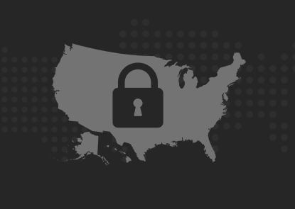 Graphic of U.S. map and safe storage lock icon